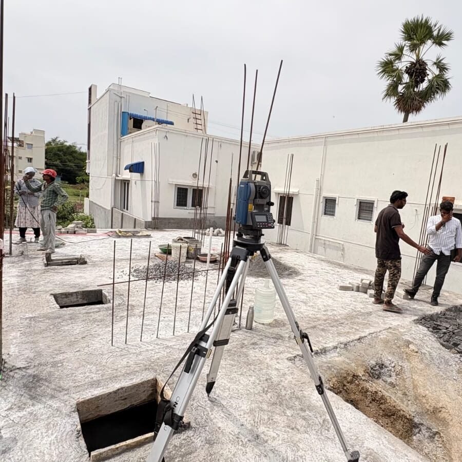 Precise structural layout marking and X, Y, Z alignment for accurate construction execution.Setting Out Survey